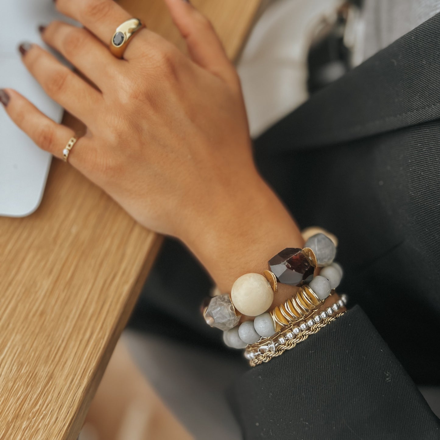 Chunky Armband PIPPA aus Naturstein-Perlmix