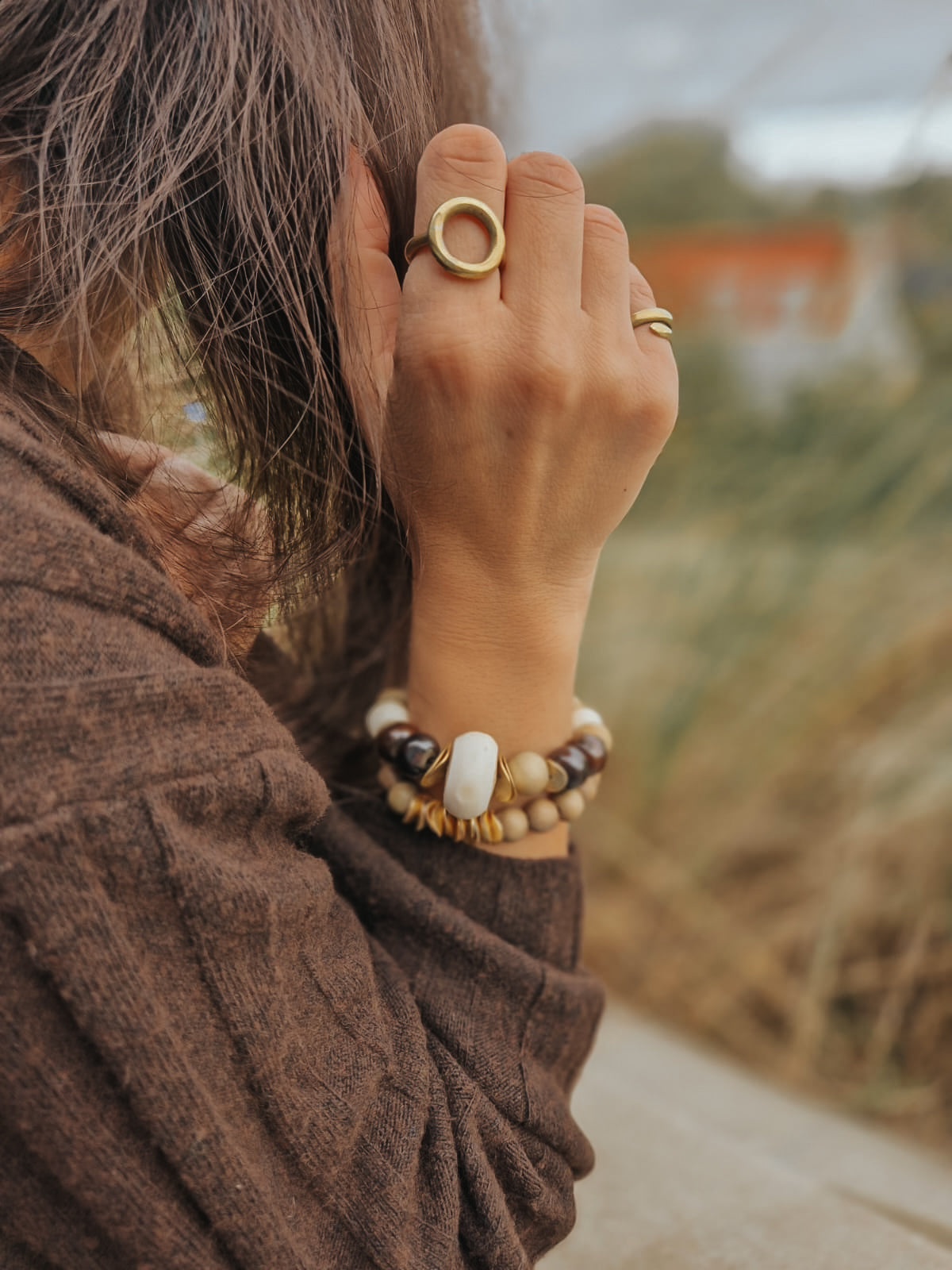 Armband ELIN in Khaki und Beige