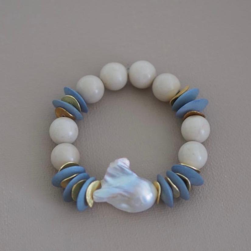 Armband EMMA Naturstein & Süßwasserperle