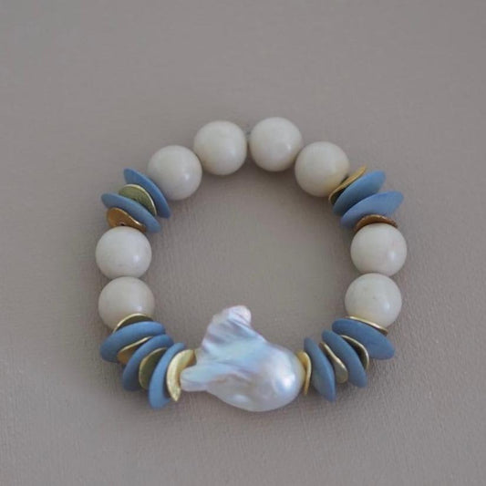 Armband EMMA Naturstein & Süßwasserperle
