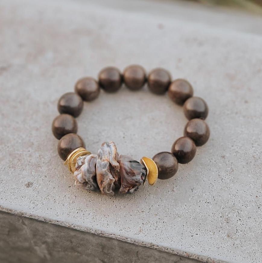 Braunes Armband FARAH aus Holzperlen