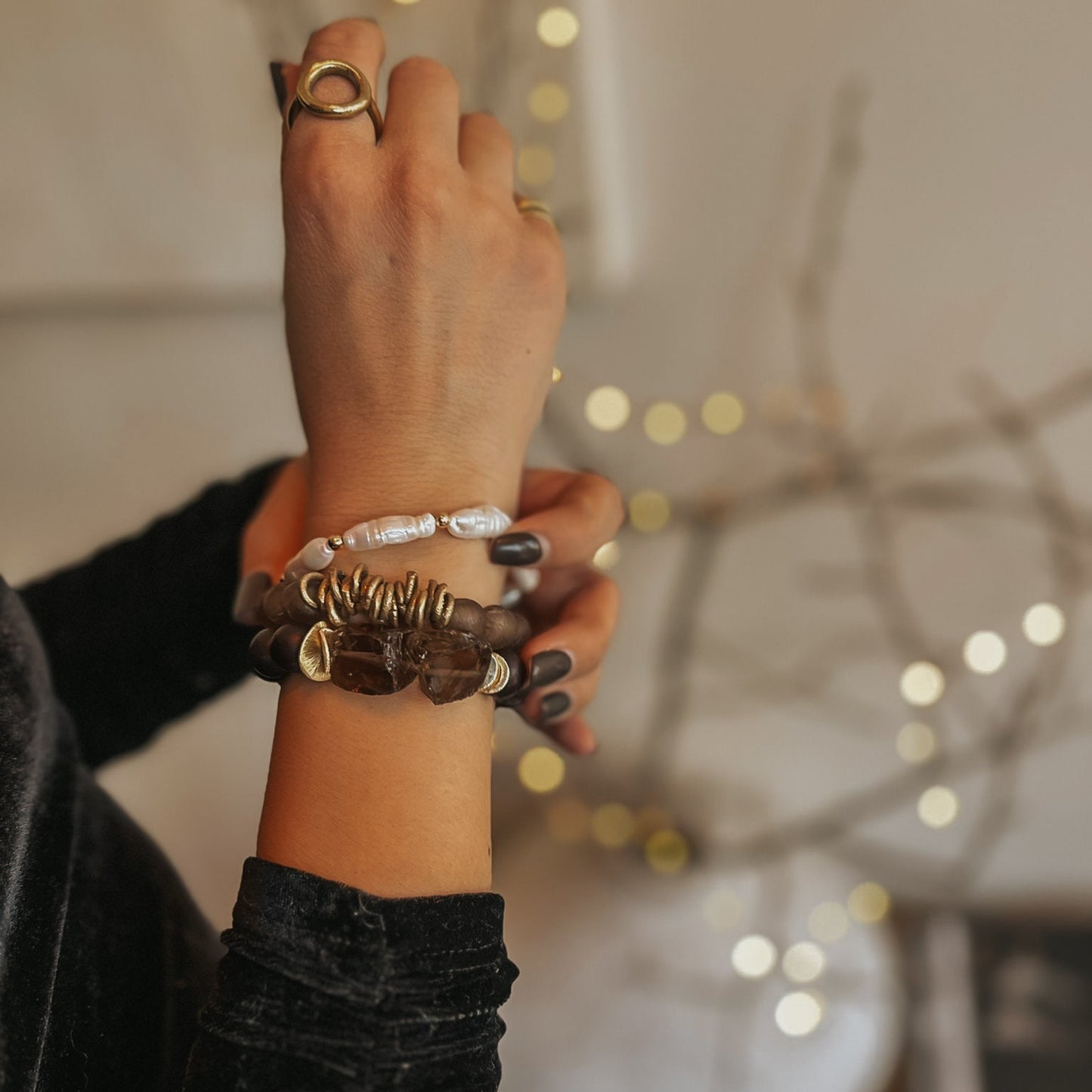 Armband aus echten Holzperlen Rebecca