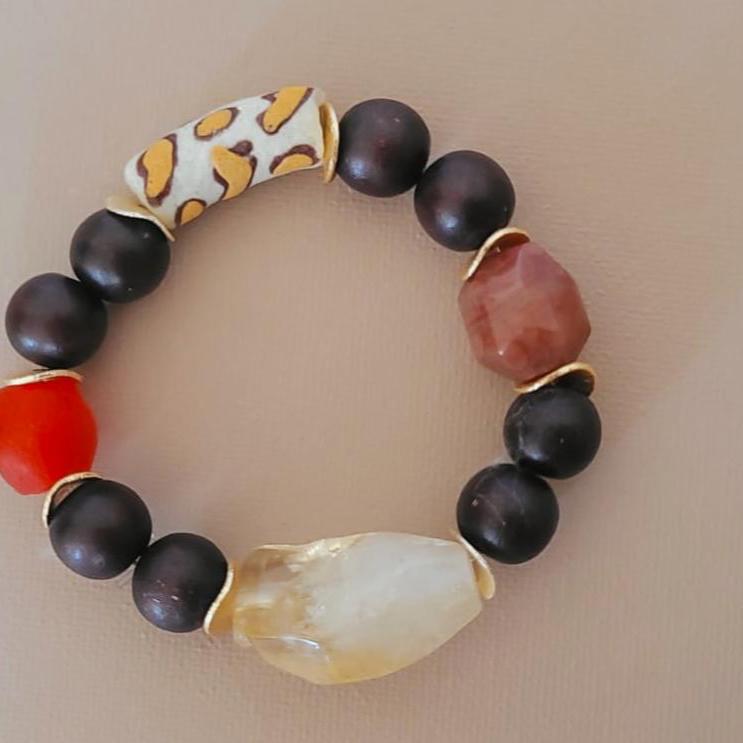 Armband LILITH in Burgunderrot mit Leopardenmuster