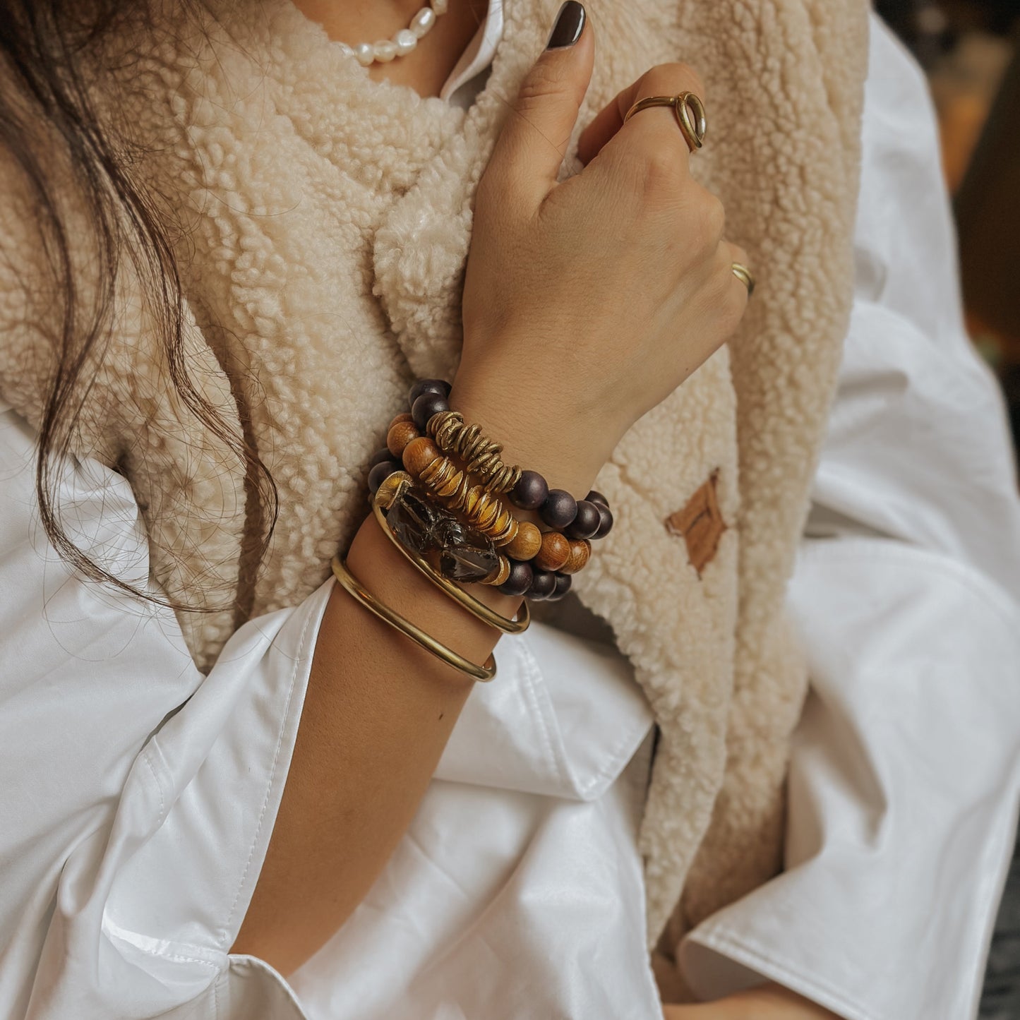 Armband aus echten Holzperlen Rebecca