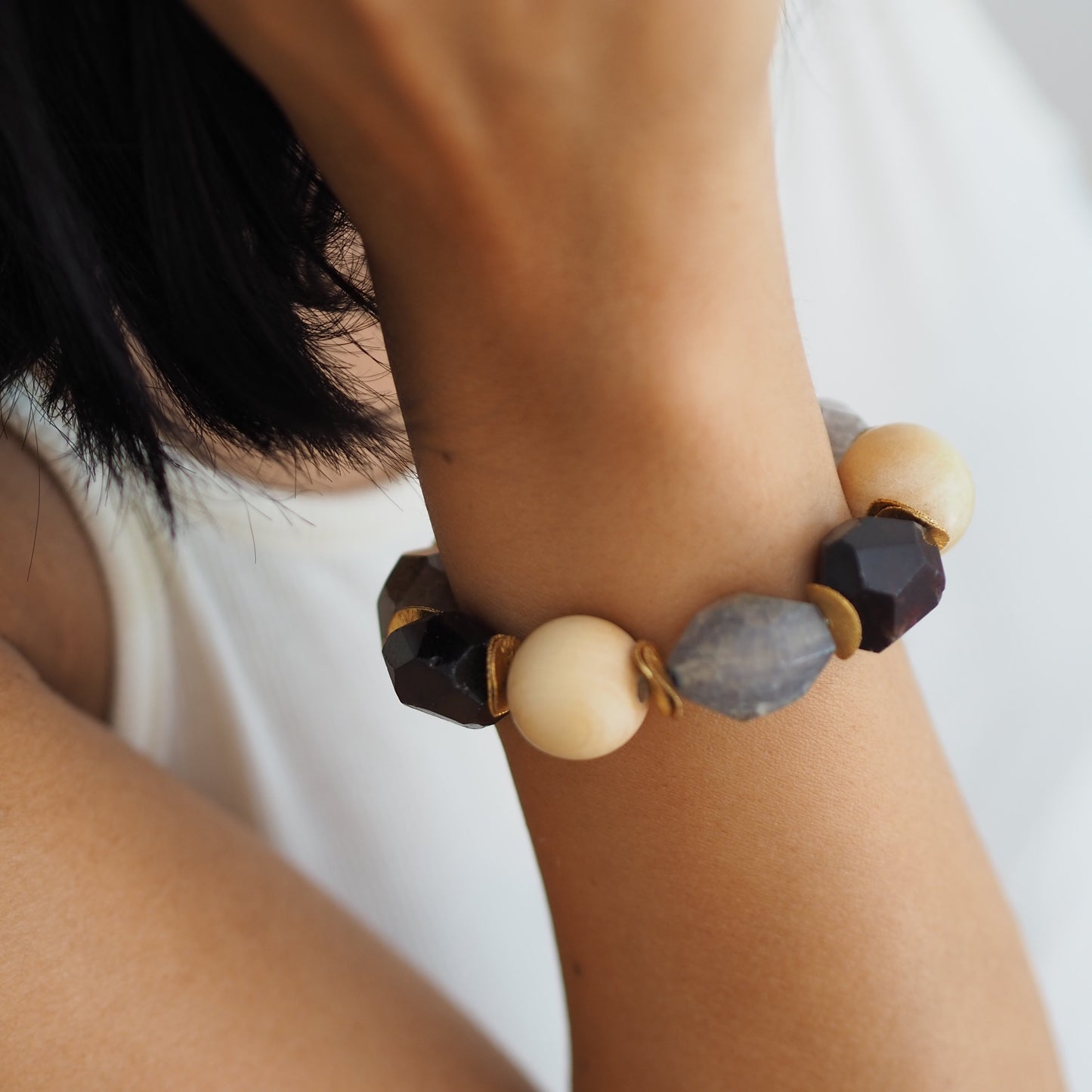 Chunky Armband PIPPA aus Naturstein-Perlmix