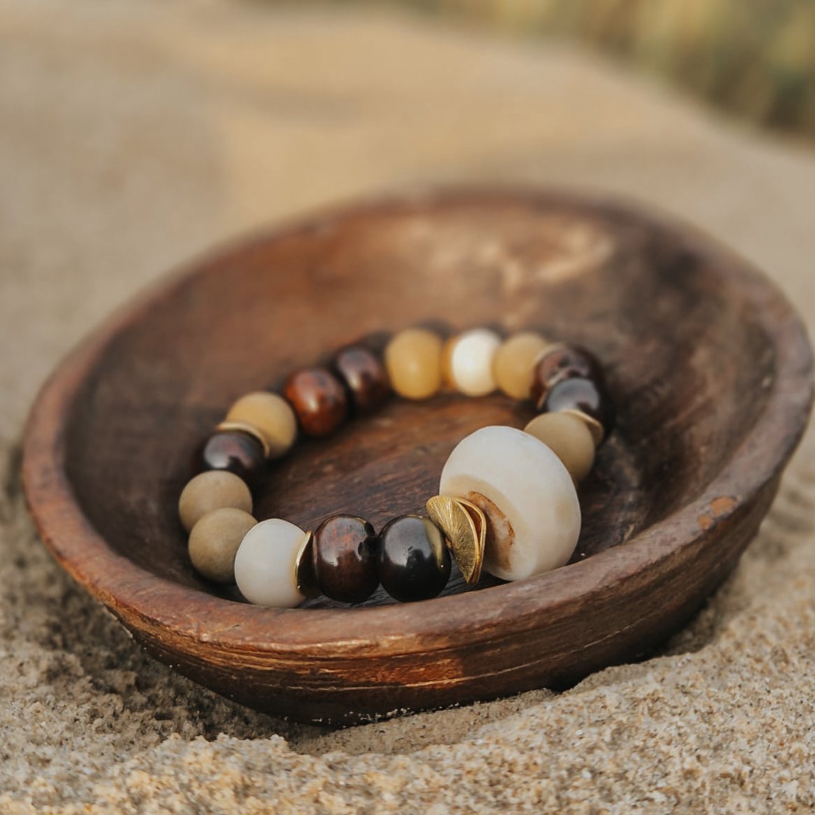 Armband ELIN in Khaki und Beige