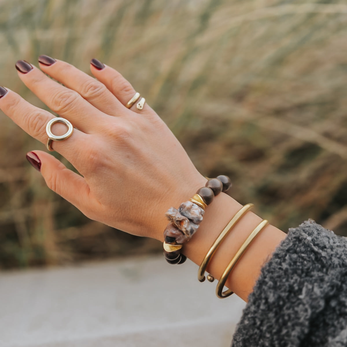 Braunes Armband FARAH aus Holzperlen